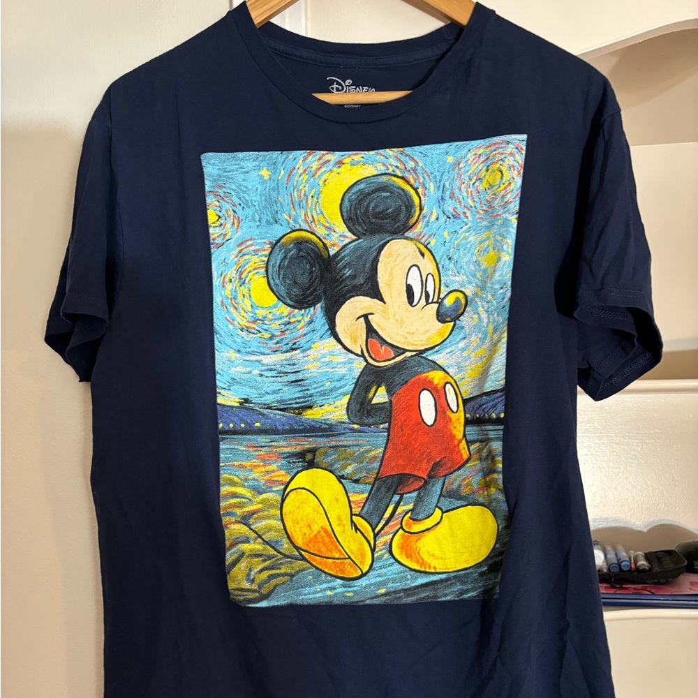 Mickey Mouse pastel colors on black tee size Large